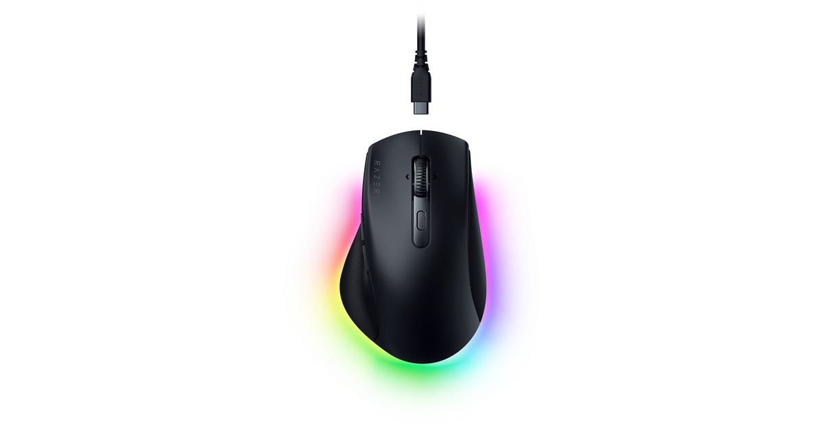 RazerPro Click V2 gaming muis  (Zwart, Tot 30.000 Dpi, USB-C / Bluetooth / 2.4 GHz)