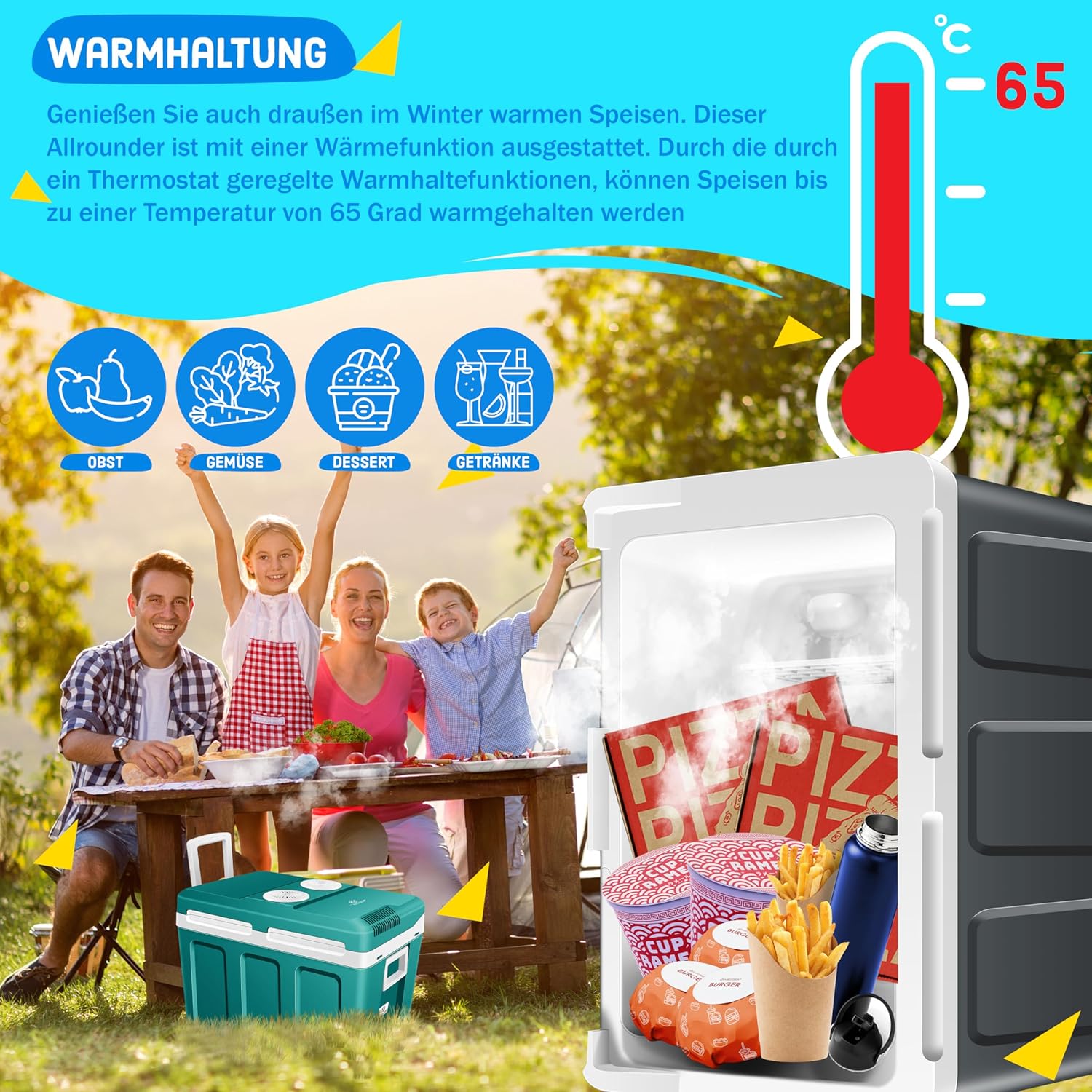 KESSER® Kühlbox 40L mit Rollen | Thermo-Elektrische Kühlbox | KÜHLT und WÄRMT | 12 & 230V | Thermobox für Auto, Boot & Camping | Mini-Kühlschrank mit ECO & MAX Modus