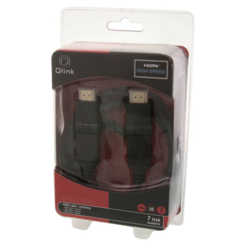 Q-Link HDMI kabel high speed gold plated 3D 2 meter draaibaar