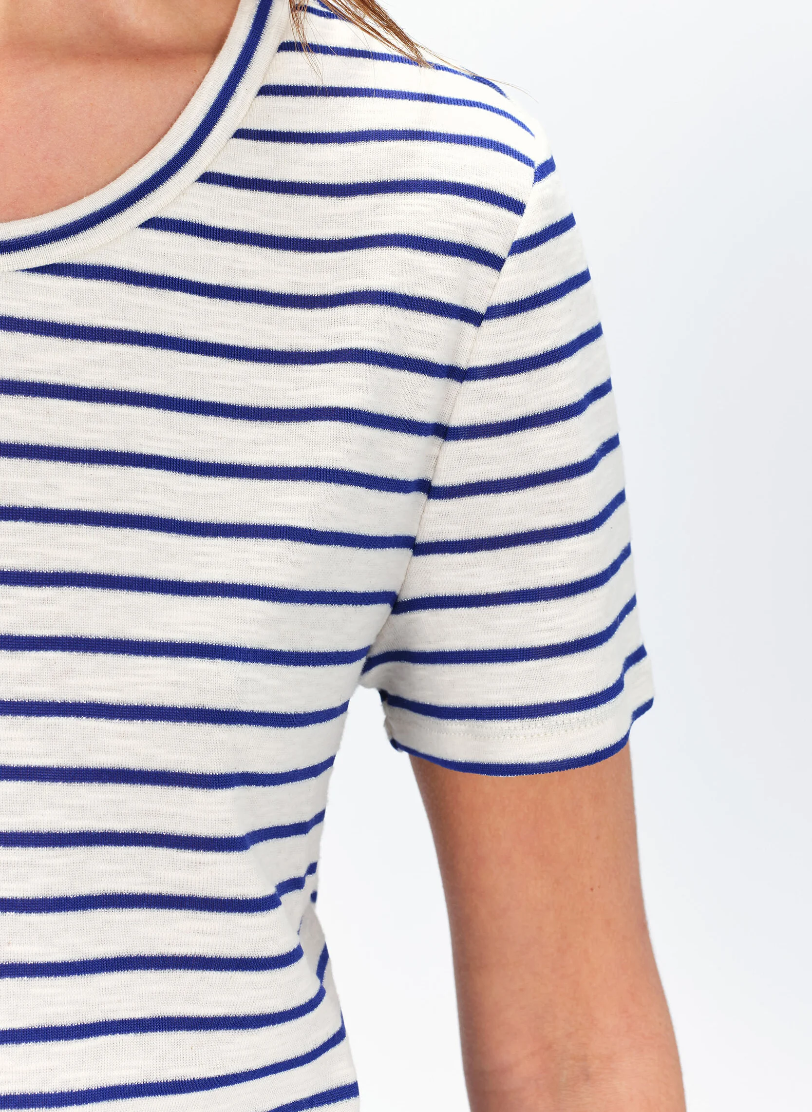 TPENNY - Tee-shirt col rond rayé en coton mélangé | Bleu