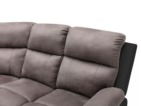 Canapé d'angle relax gris et noir en microfibre et simili TOLZANO