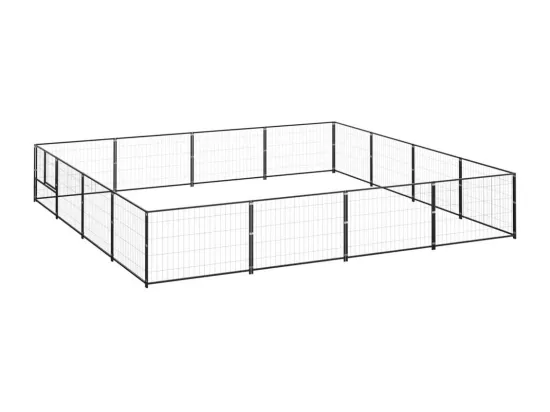 Chenil extérieur cage enclos noire 400 x 400 x 70 cm 02_0000500