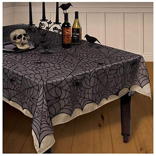 (135x180cm) Spinnen Netz Tuch Halloween Türvorhang Party Deko Kaminschal - Schwarz