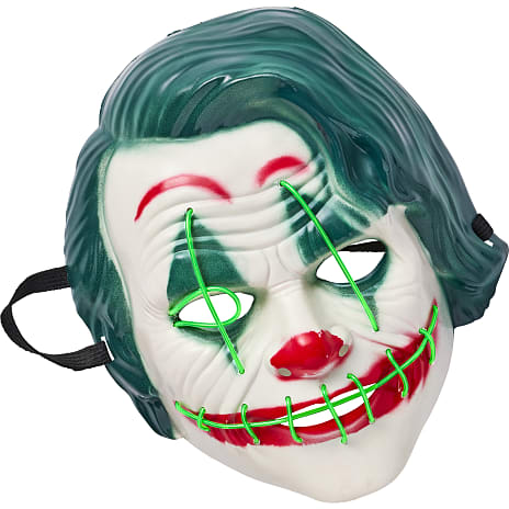 Halloween maske med LED - flere varianter - assorteret