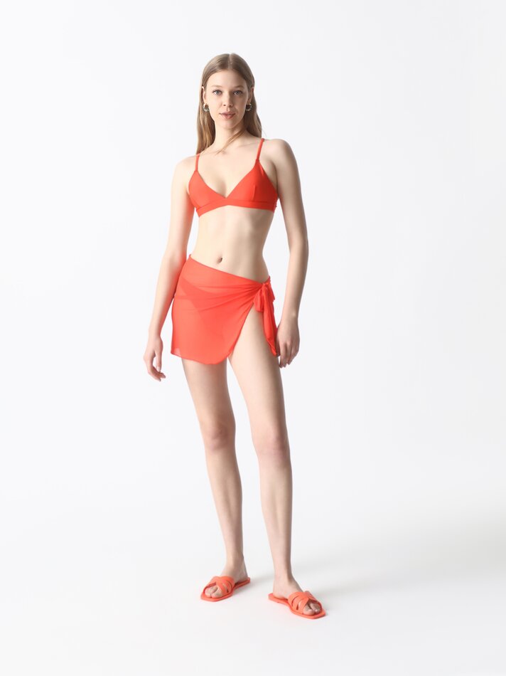 Sarong com amarração lateral - Vermelho Vivo
