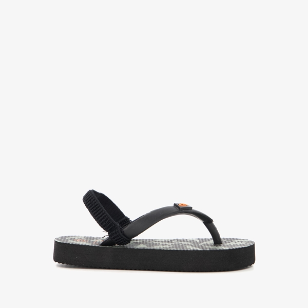 Zwarte kinder teenslipper met dino opdruk