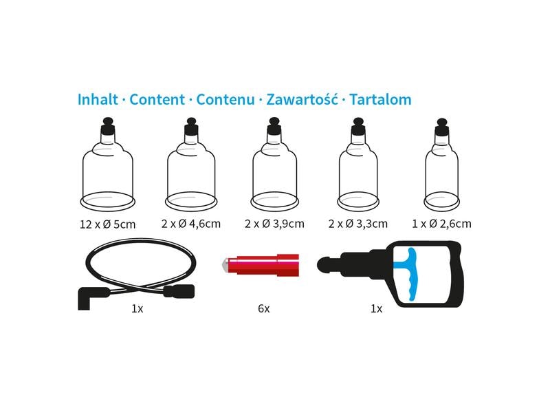 Diverse Schröpfglas Set 19-teilig mit Handpumpe und Alu Kof Set zum Schröpfen in praktischem Koffer