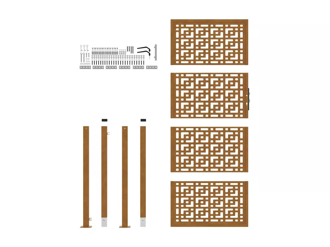 Porte de jardin acier résistant aux intempéries design croisé