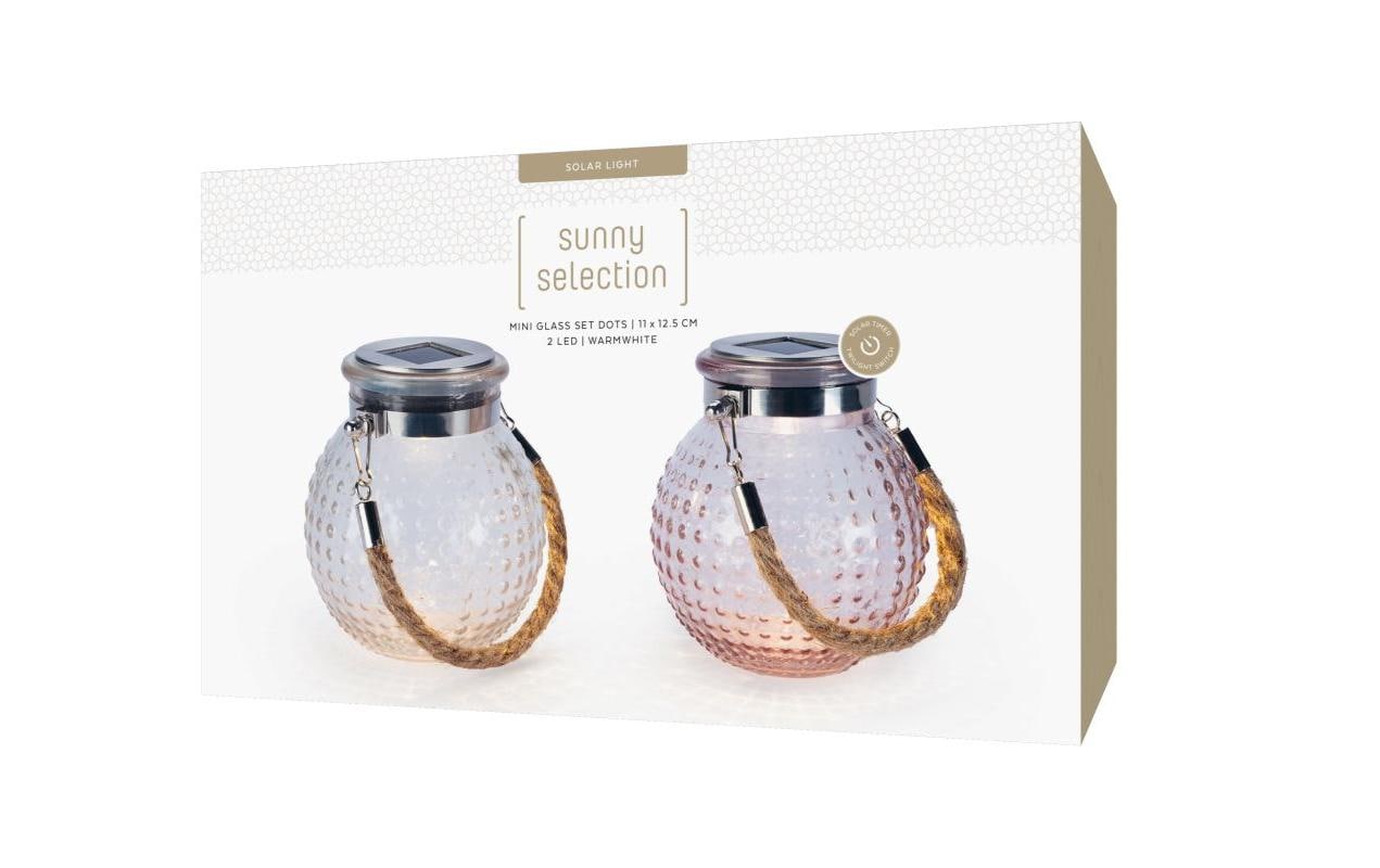 Solar Mini Glass Set Dots Beige/MauveDekolicht zum Aufstellen oder Aufhängen