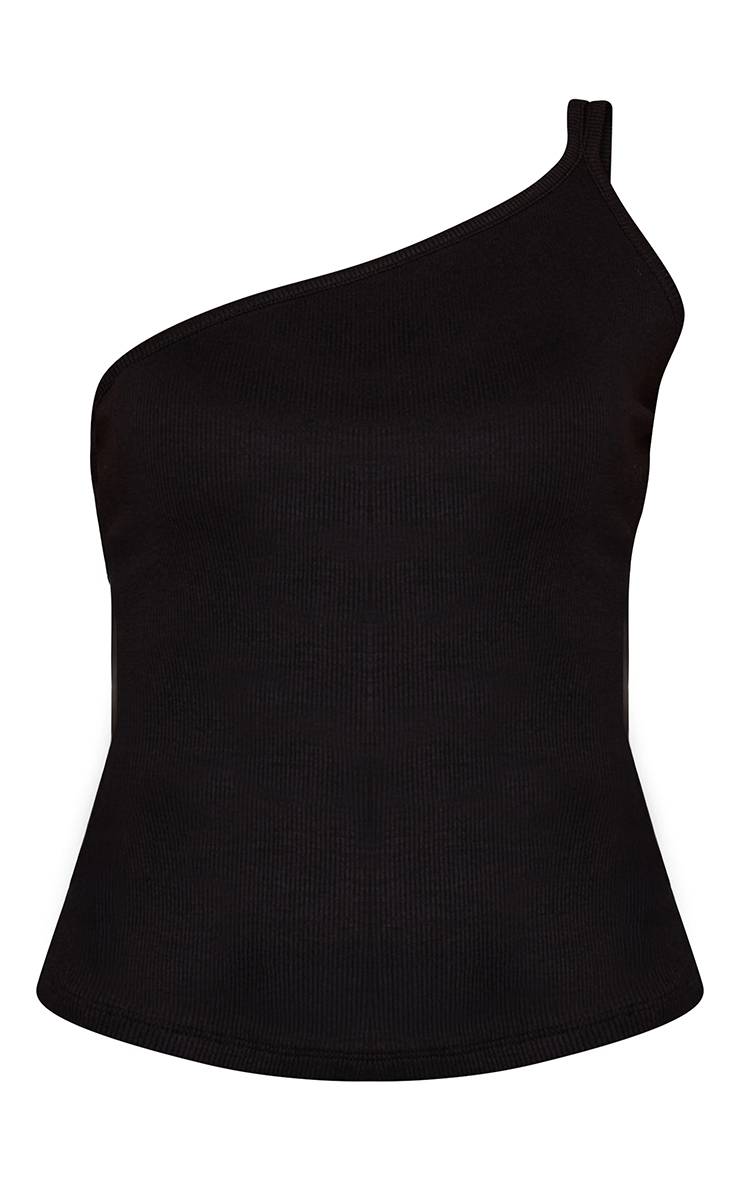 Noir Top Débardeur Côtelé Doux À Encolure Asymétrique