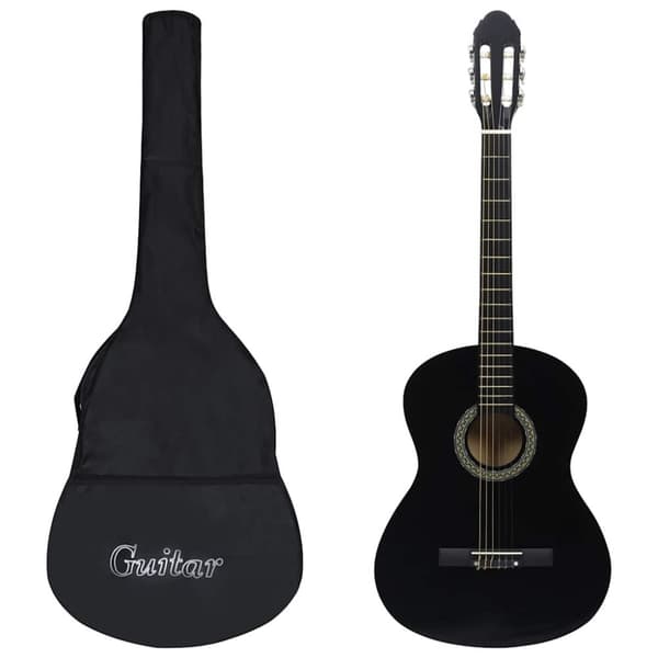vidaXL Klassisk gitar nybegynnersett 12 deler 4/4 39 svart
