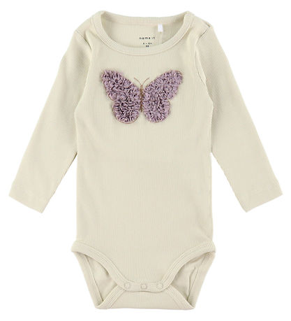 Name It Body L/Æ - Rib - NbfBolia - Summer Sand m. Schmetterling