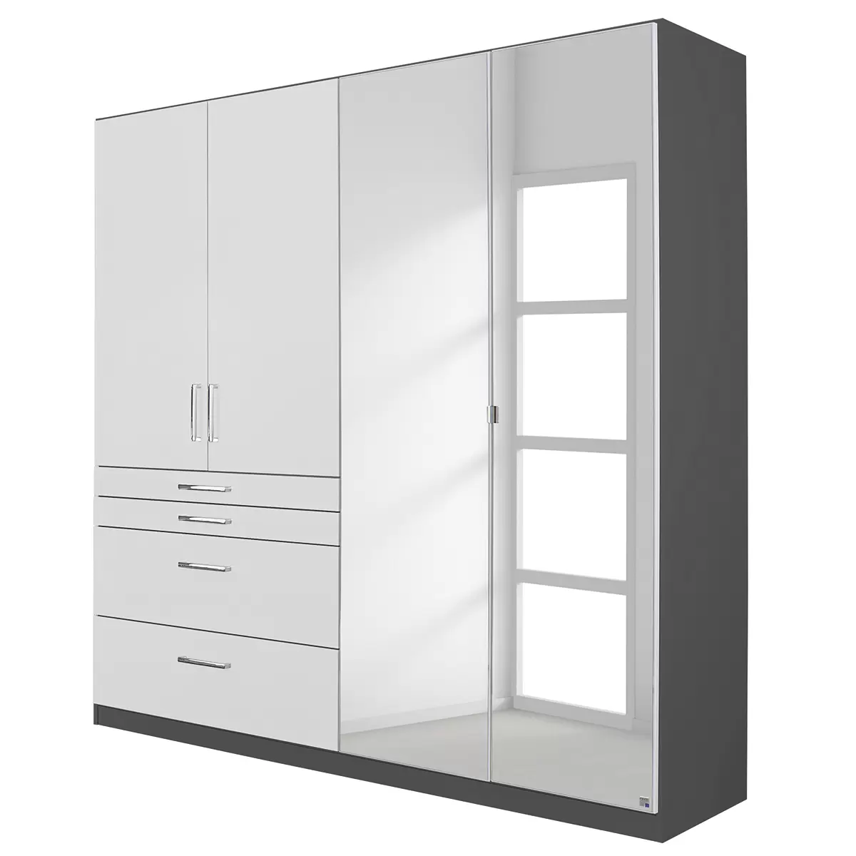 Kleiderschrank 4trg. Harburg grau,weiss