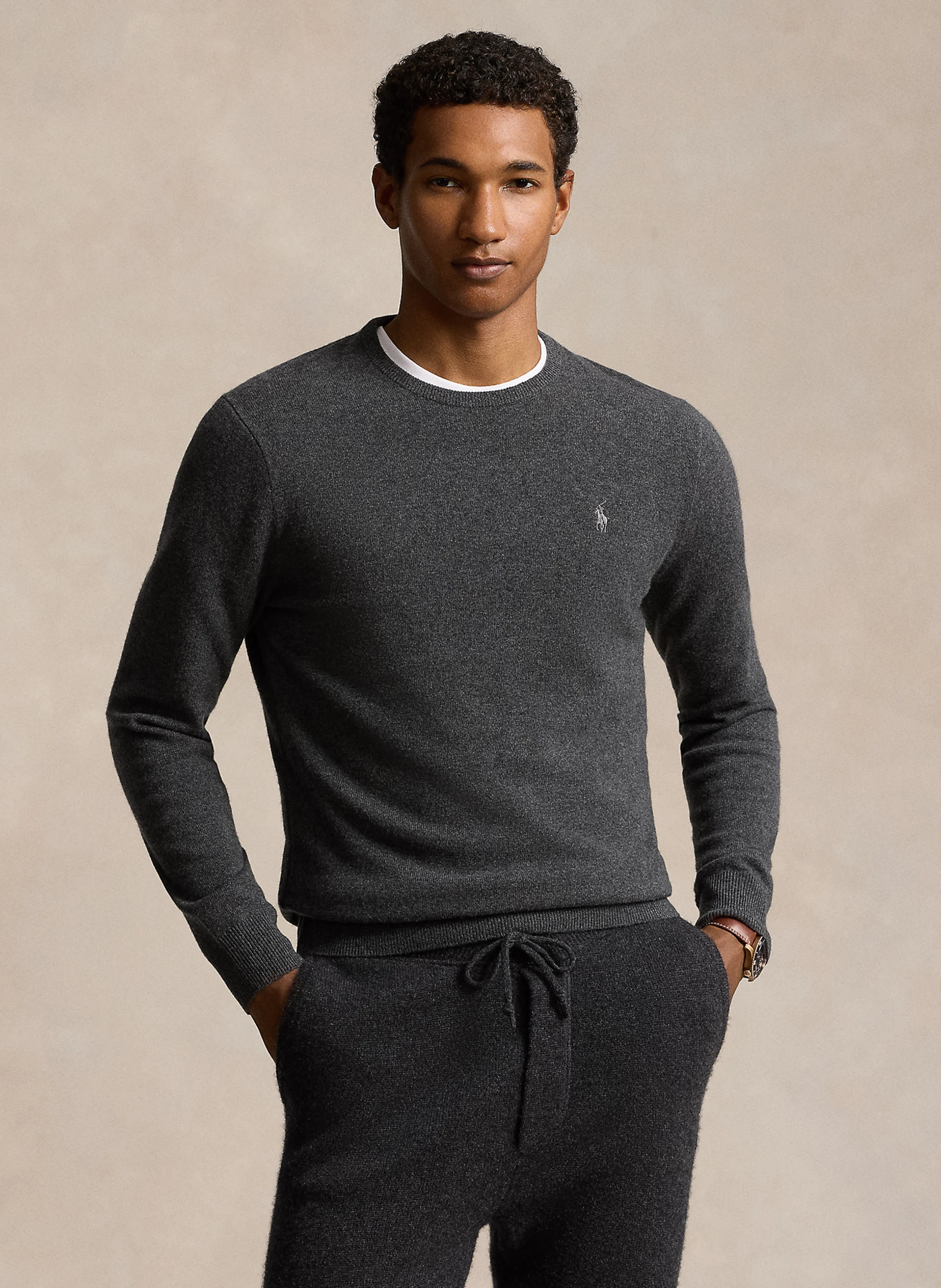 Pull col rond en laine | Gris