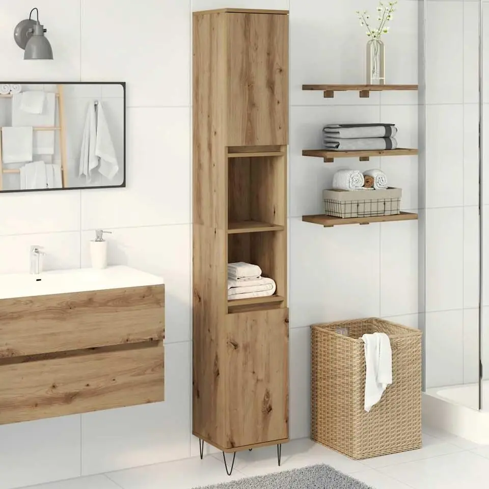 vidaXL - Kolomkast met 2 deuren 2 vakken - Artisan eiken - Hout - 30x30x190 cm