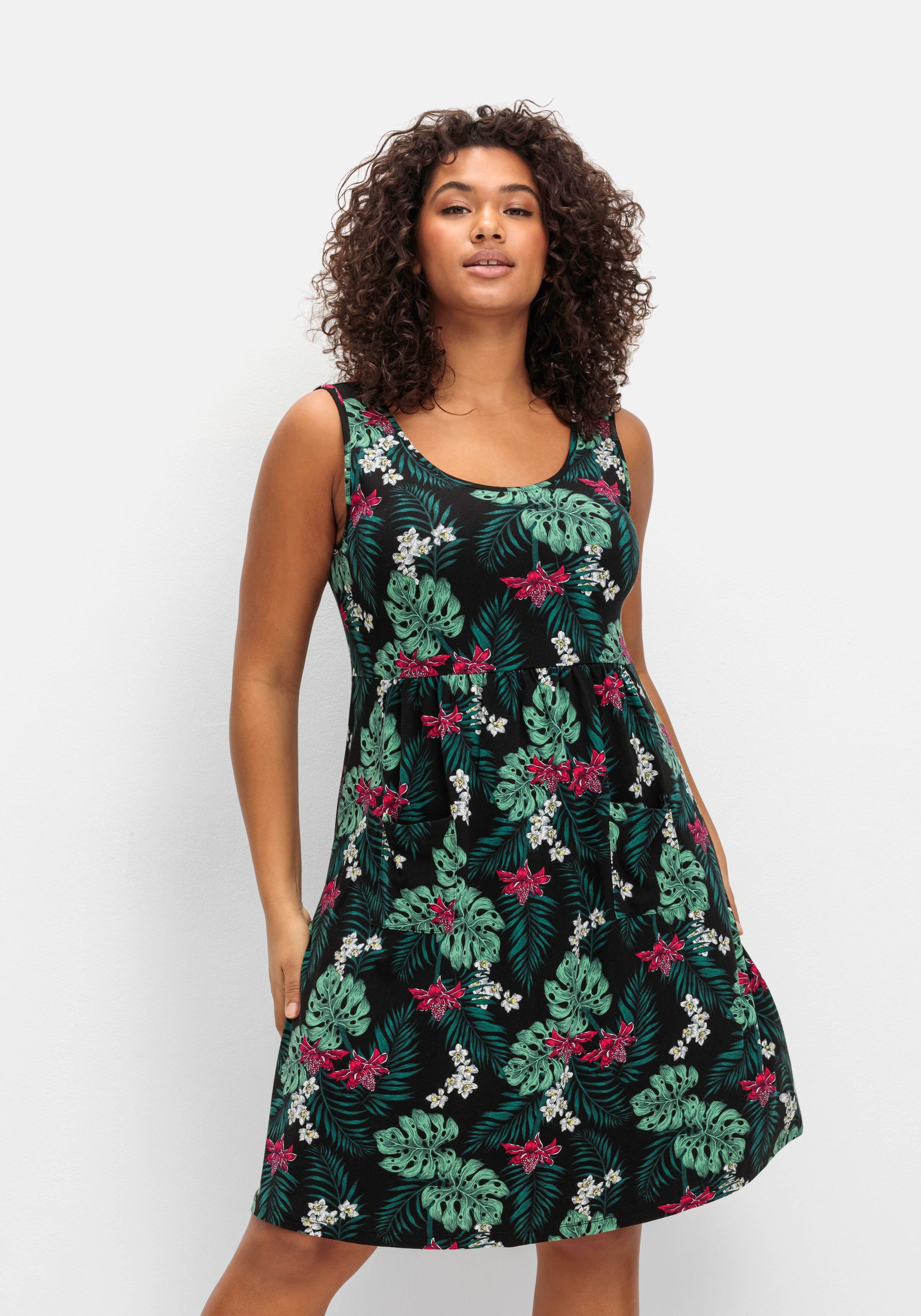 Ärmelloses Jerseykleid mit Fronttaschen