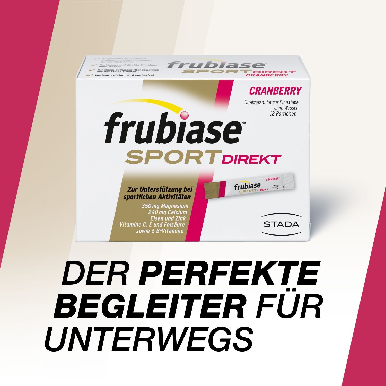 frubiase® SPORT DIREKT - Mit hochdosierten Mineralstoffen, Vitaminen und Spurenelementen - Nährstoffversorgung beim Sport, Magnesium, Calcium