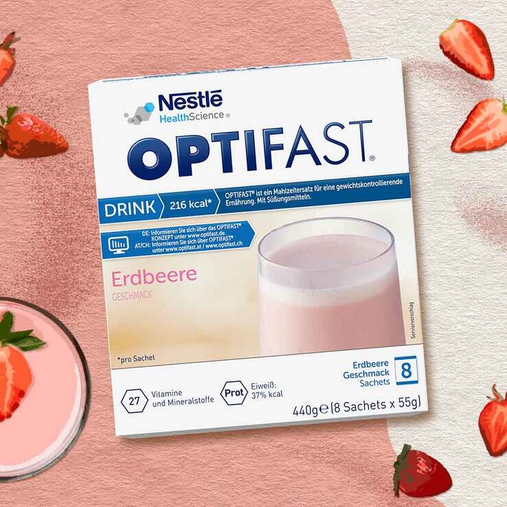 Optifast home Drink Erdbeere Pulver, 8X55 g