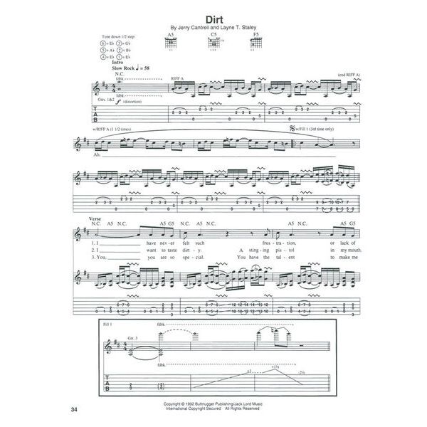 Alice In Chains Dirt Songbook TAB