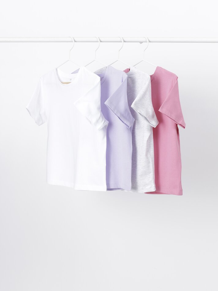 Pacote com 4 camisetas lisas de manga curta - Lilás