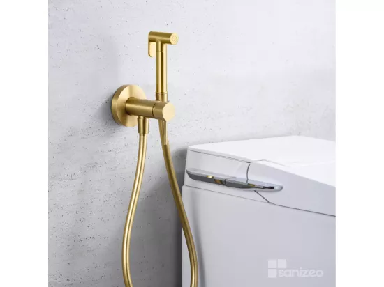 Kit Douchette anti-calcaire hygiénique encastrée WC ou Bidet Salle de Bain Or Brossé IMEX LINE RDD038/OC