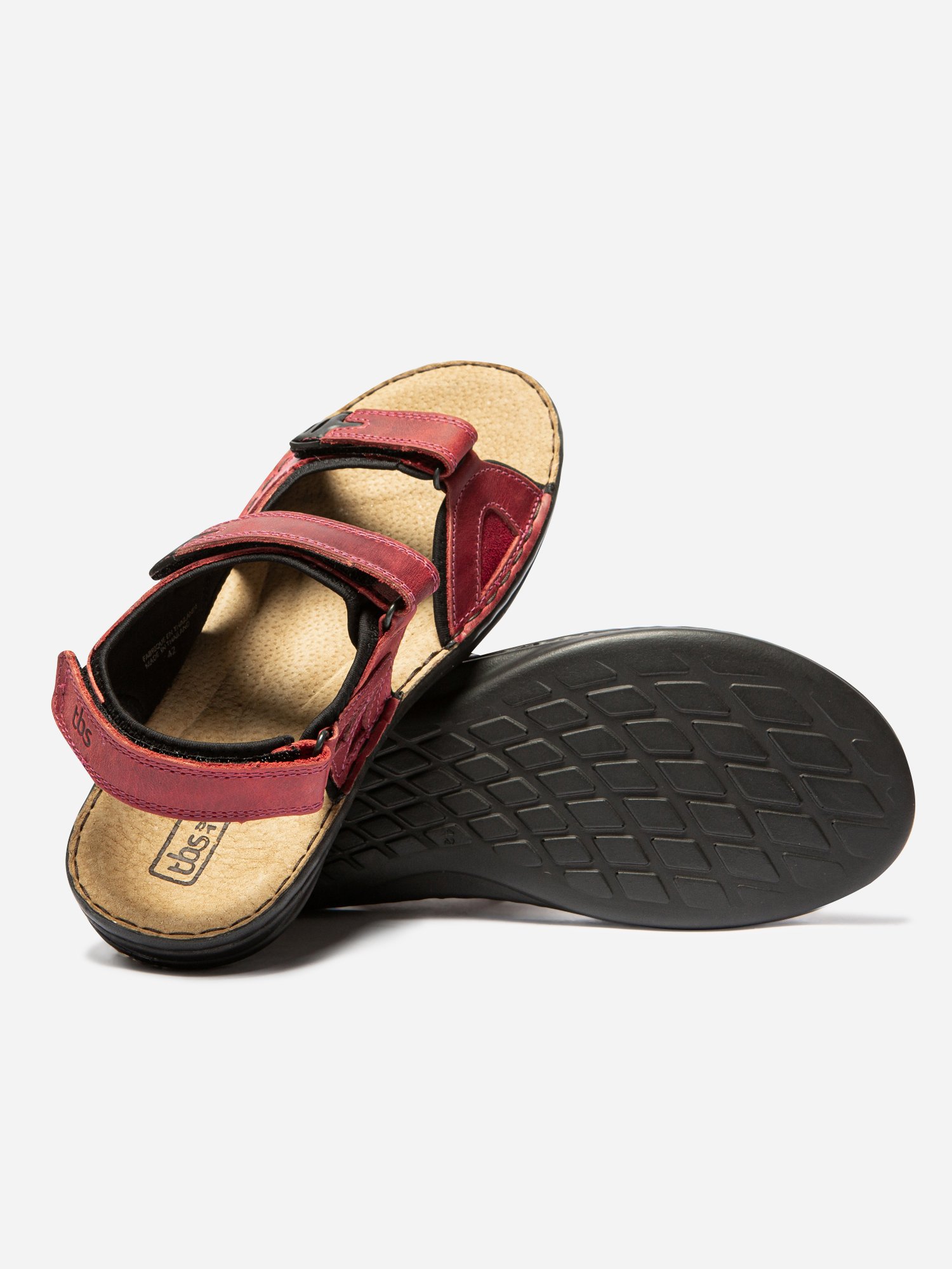 Sandales Homme Dessus Cuir Bordeaux
