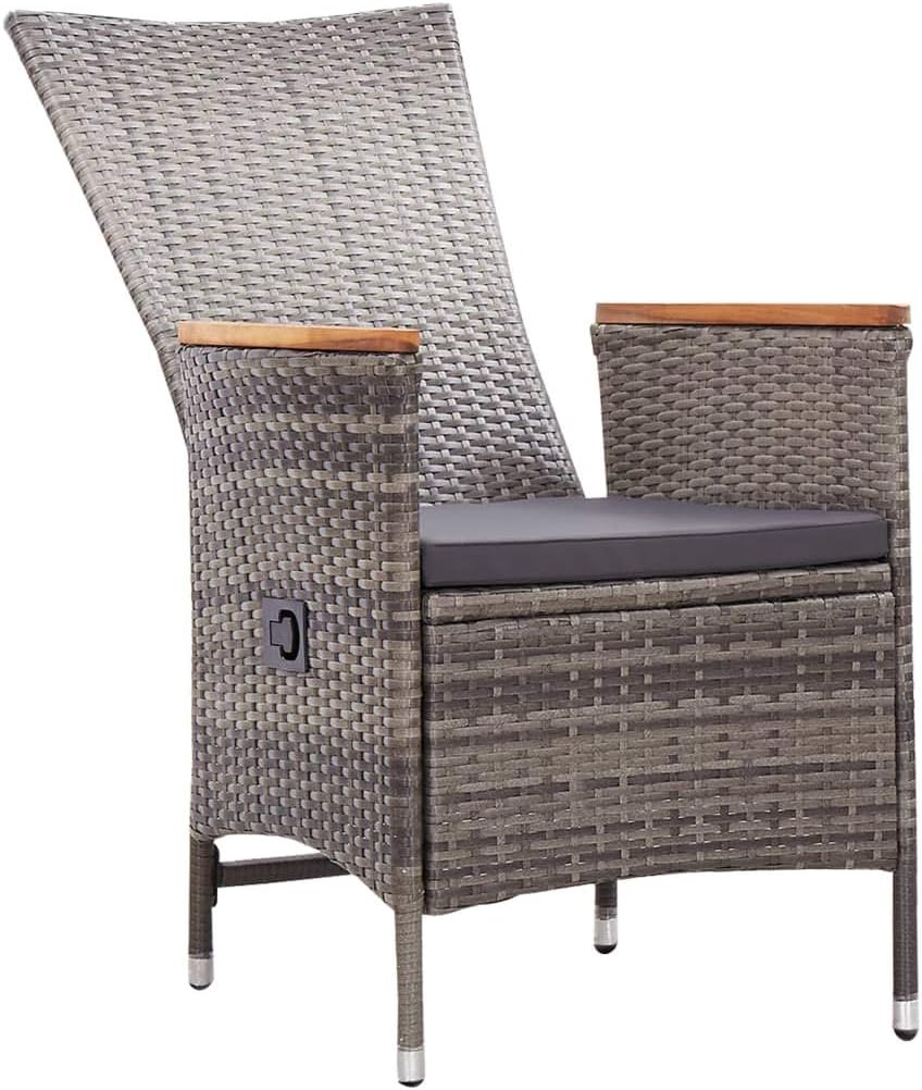 vidaXL 2X Gartenstuhl mit Kissen Gartensessel Stuhl Sessel Hochlehner Rattansessel Gartenmöbel Rattanstuhl Stühle Poly Rattan Grau