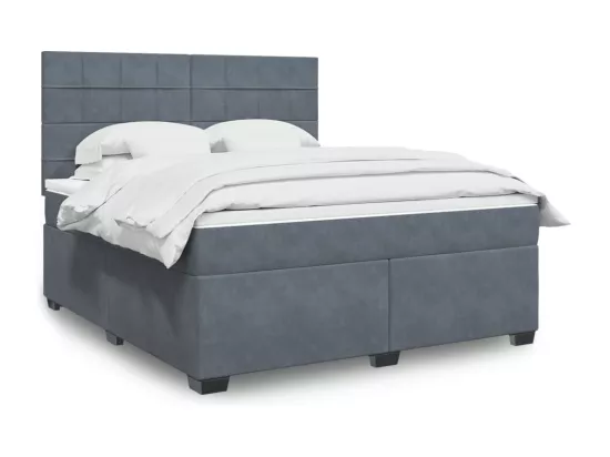 Sommier à lattes de lit et matelas Gris foncé 180x200cm Velours