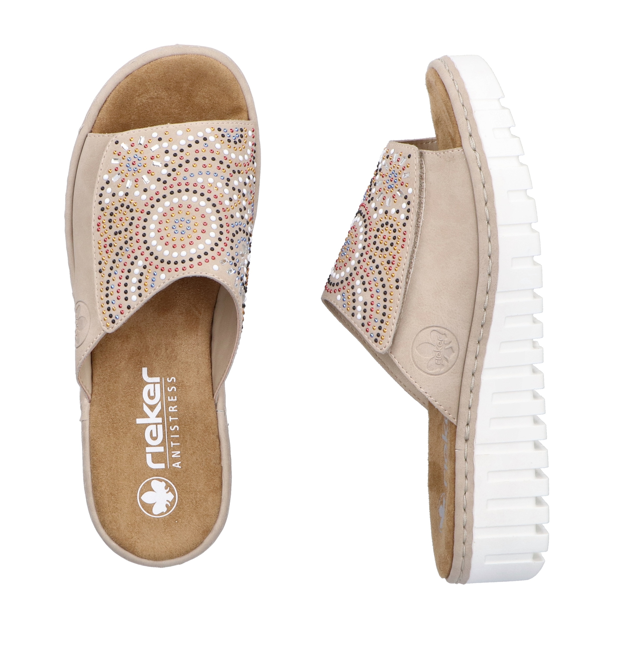 Rieker Pantolette  Sommerschuh, Strandschuh, Hausschuh mit regulierbarem Klettverschluss