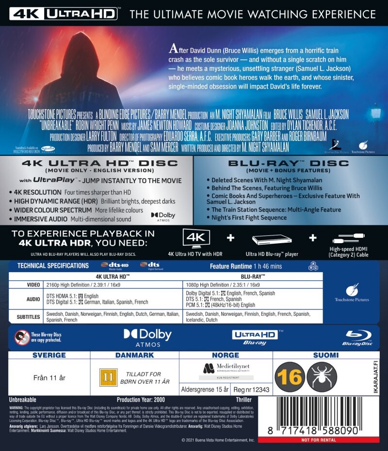 Unbreakable - 4K Ultra HD Blu-Ray