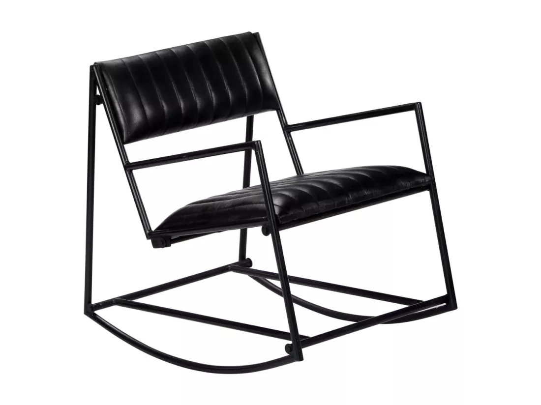 Chaise à bascule Noir Cuir véritable