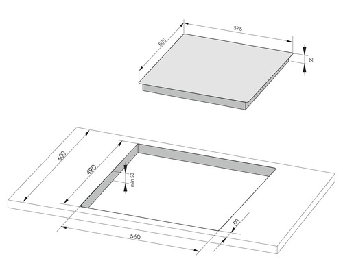 Inductiekookplaat met frame Amica 59 x 52 cm 4 kookzones KMI 13314 E