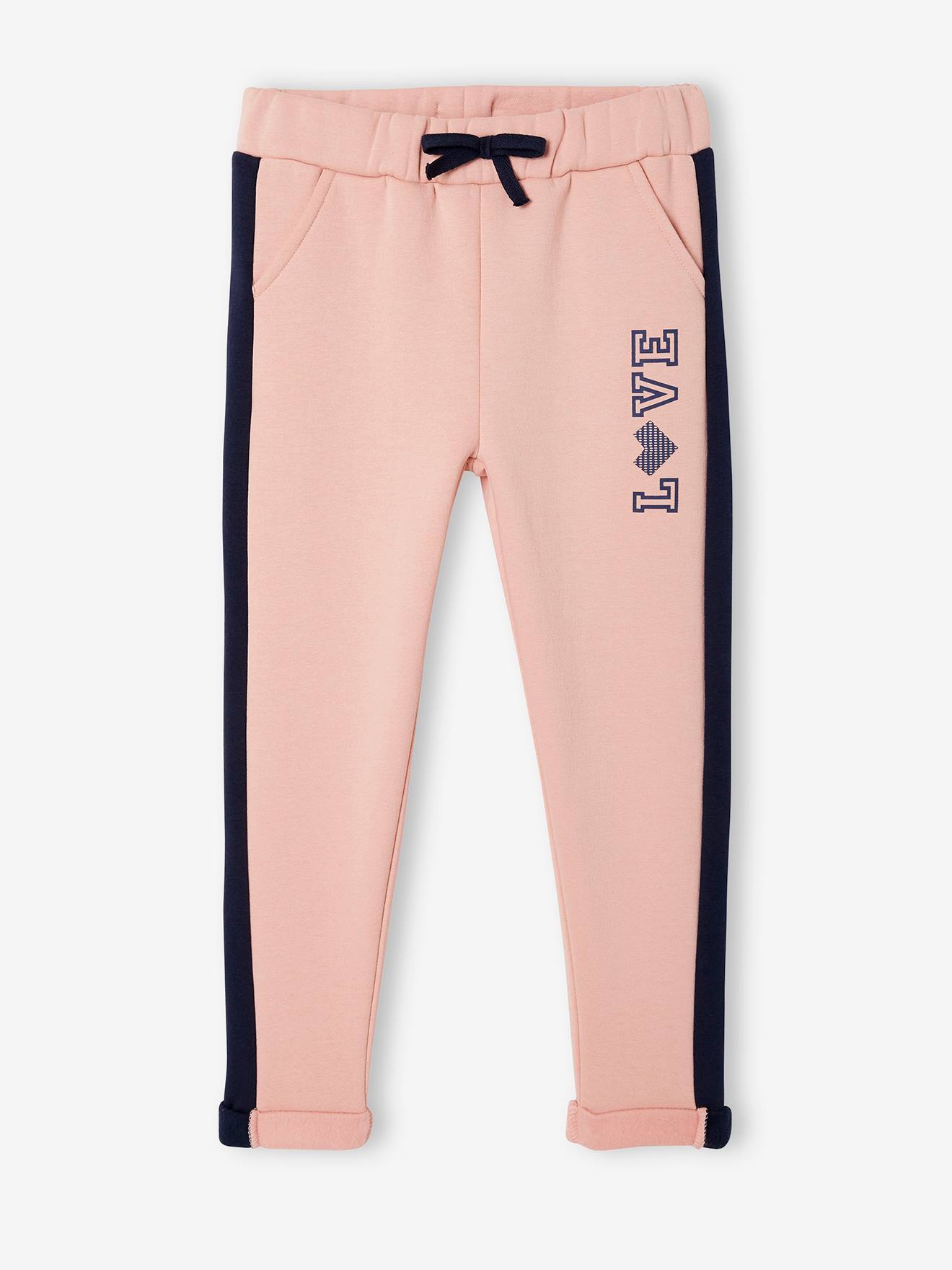 Calça de moletom feminina Clay em tecido atoalhado com listras laterais.