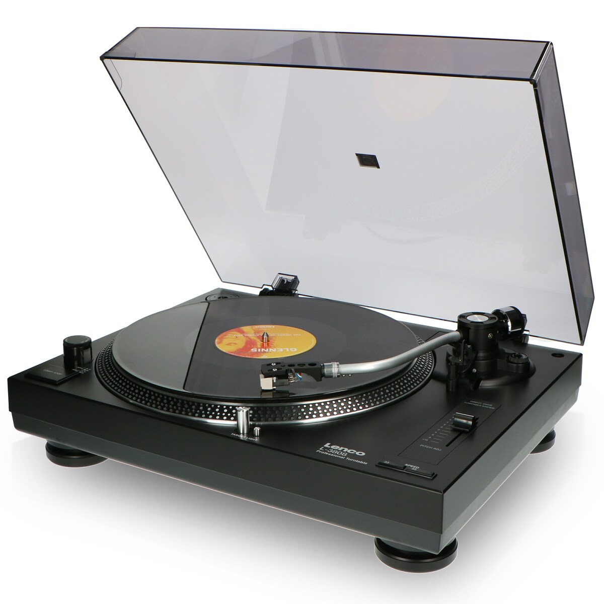 LENCO L-3808 Plattenspieler mit Direktantrieb & USB, schwarz