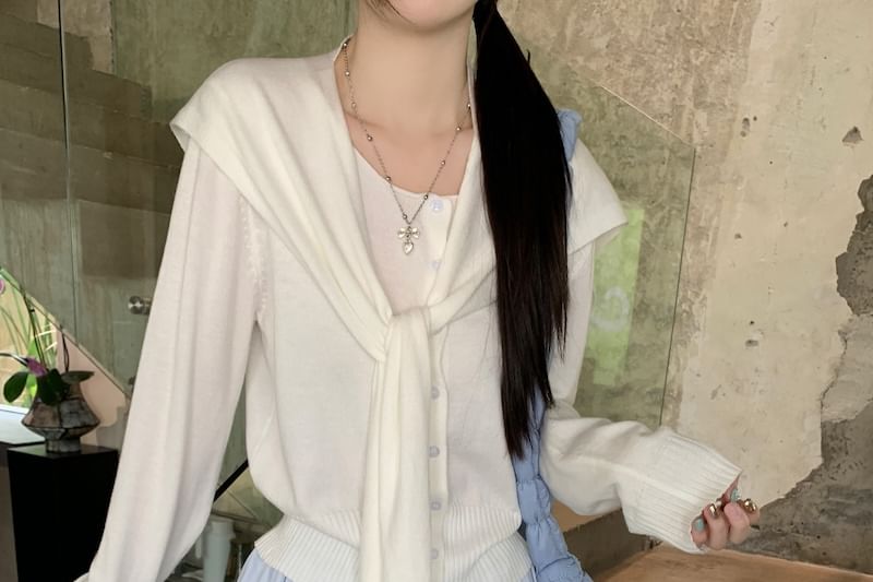 Closette - Effen vest met ronde hals / Effen maxi-A-lijn rok met hoge taille