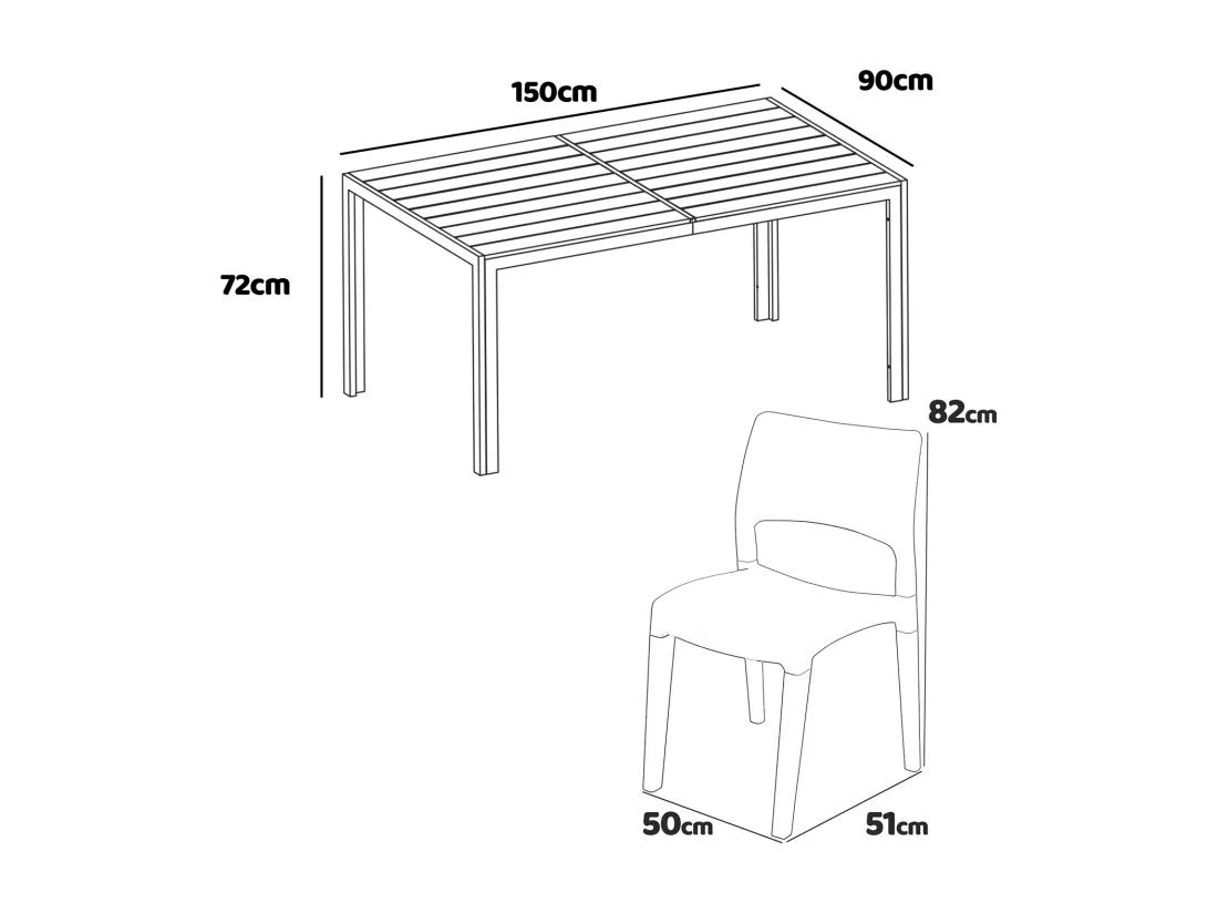Ensemble de jardin avec table Giano et 4 chaises Klik/Klak