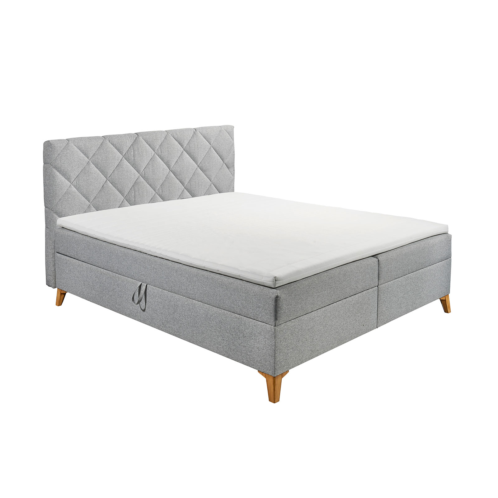 Polsterbett - silber - H2 - mit Bettkasten - 180x200 cm
