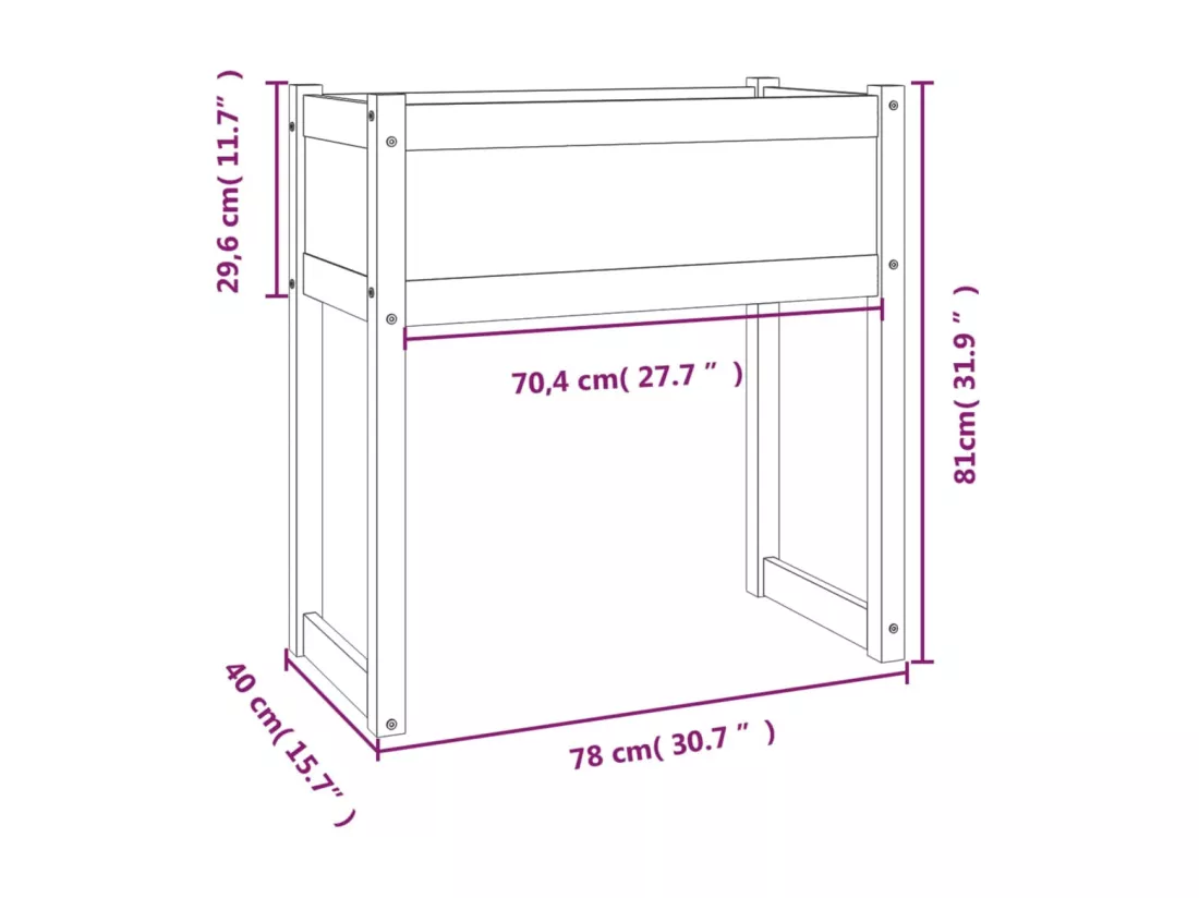 Jardinière 78x40x81 cm Bois massif de pin