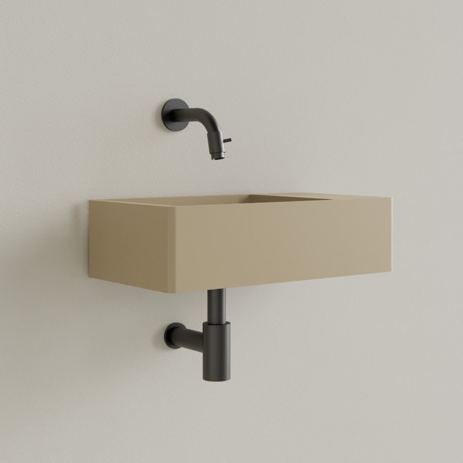 Sanigoods Luko fontein 40x22cm rechts zonder kraangat cappuccino