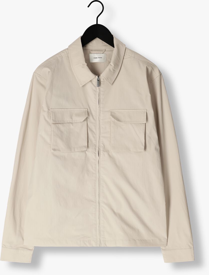 PURE PATH zand pure path overshirt shirt with front zipper and chest pockets