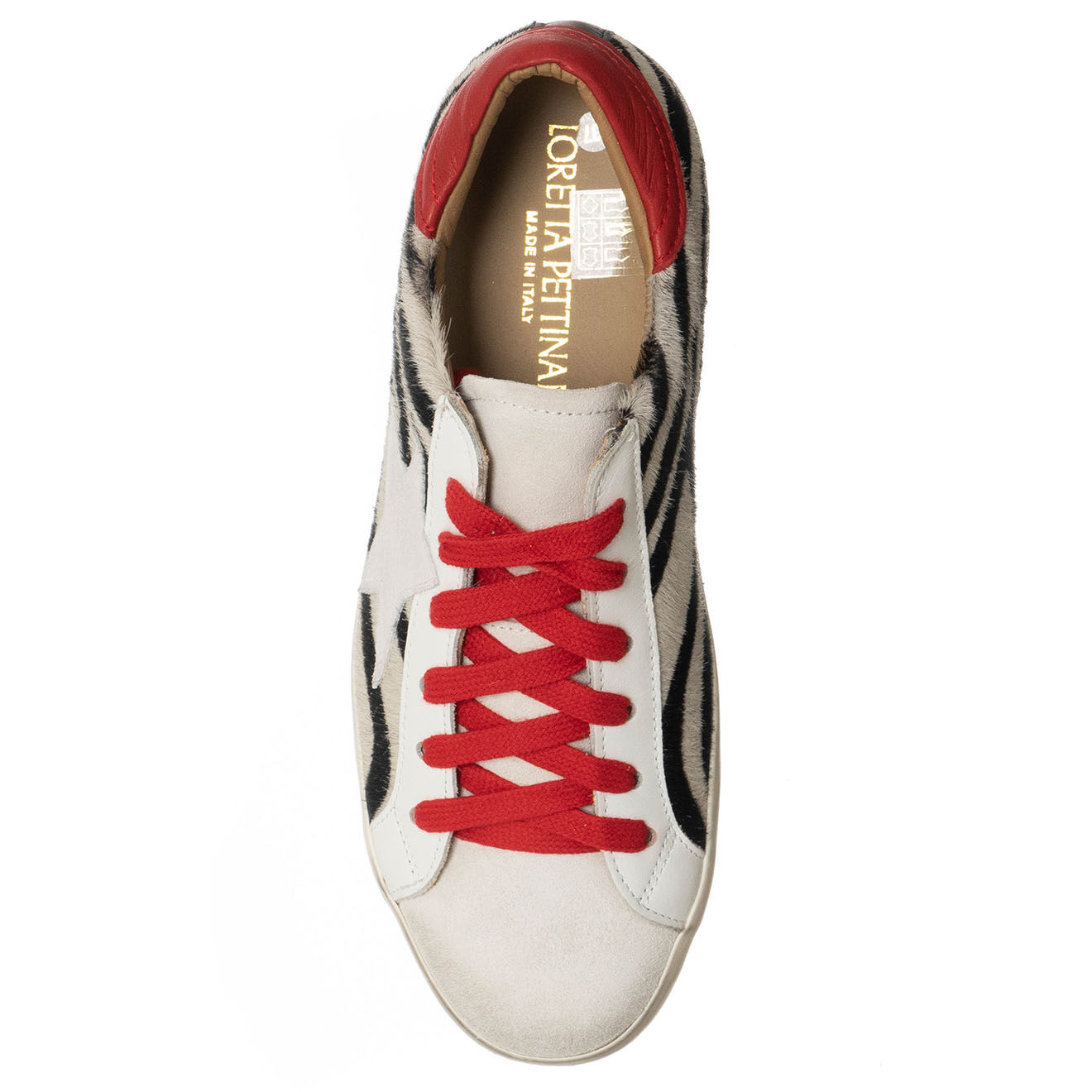 Loretta Pettinari Sneakers en Cuir Valeria rouge/noir/beige - Plateforme 2.5 cm