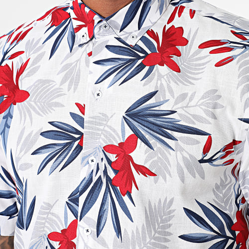 Chemise Manches Courtes Floral Blanc