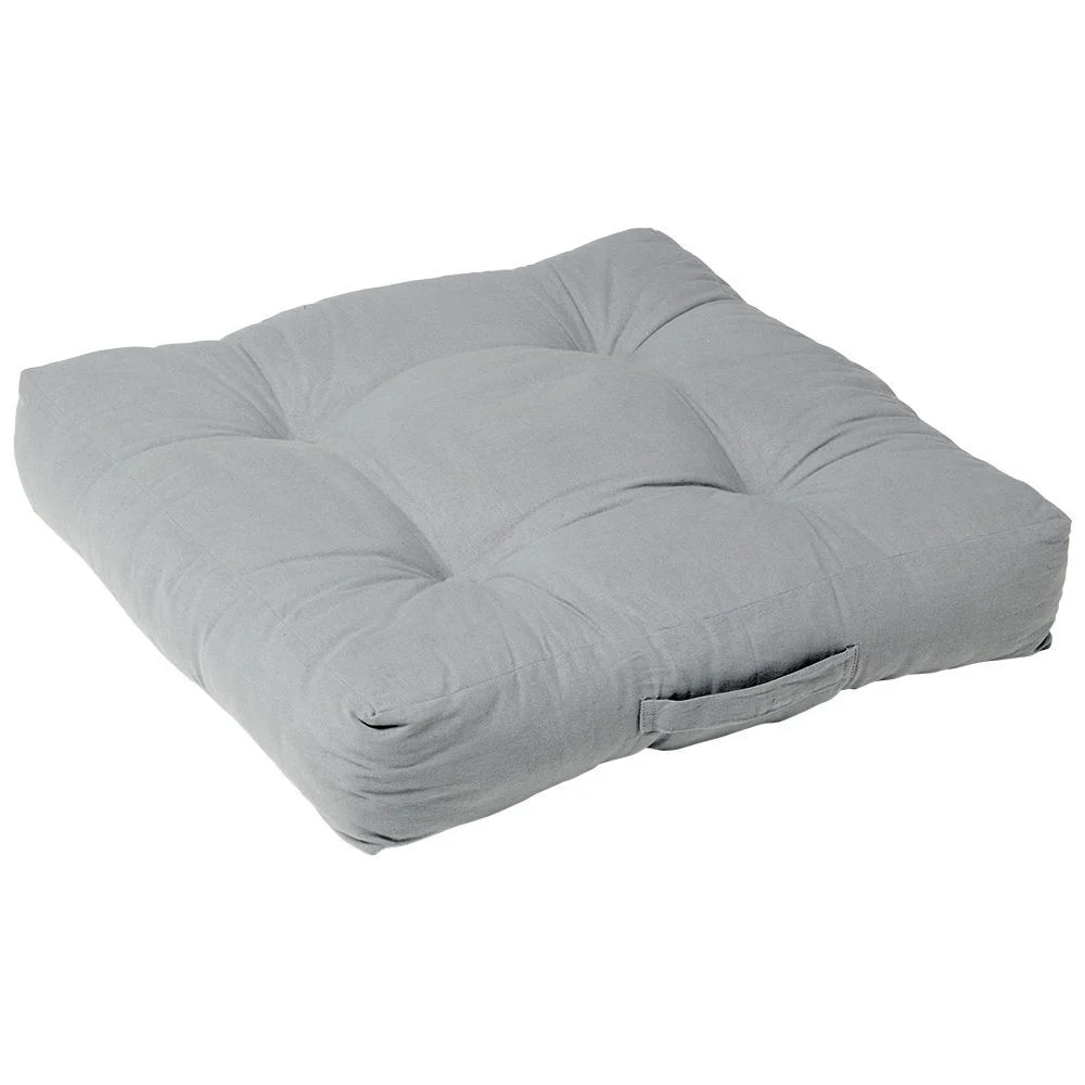 Coussin de sol vert ou gris 100% coton L66xl66xH15cm