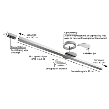 Lightswing ophangsysteem single mat wit 90cm