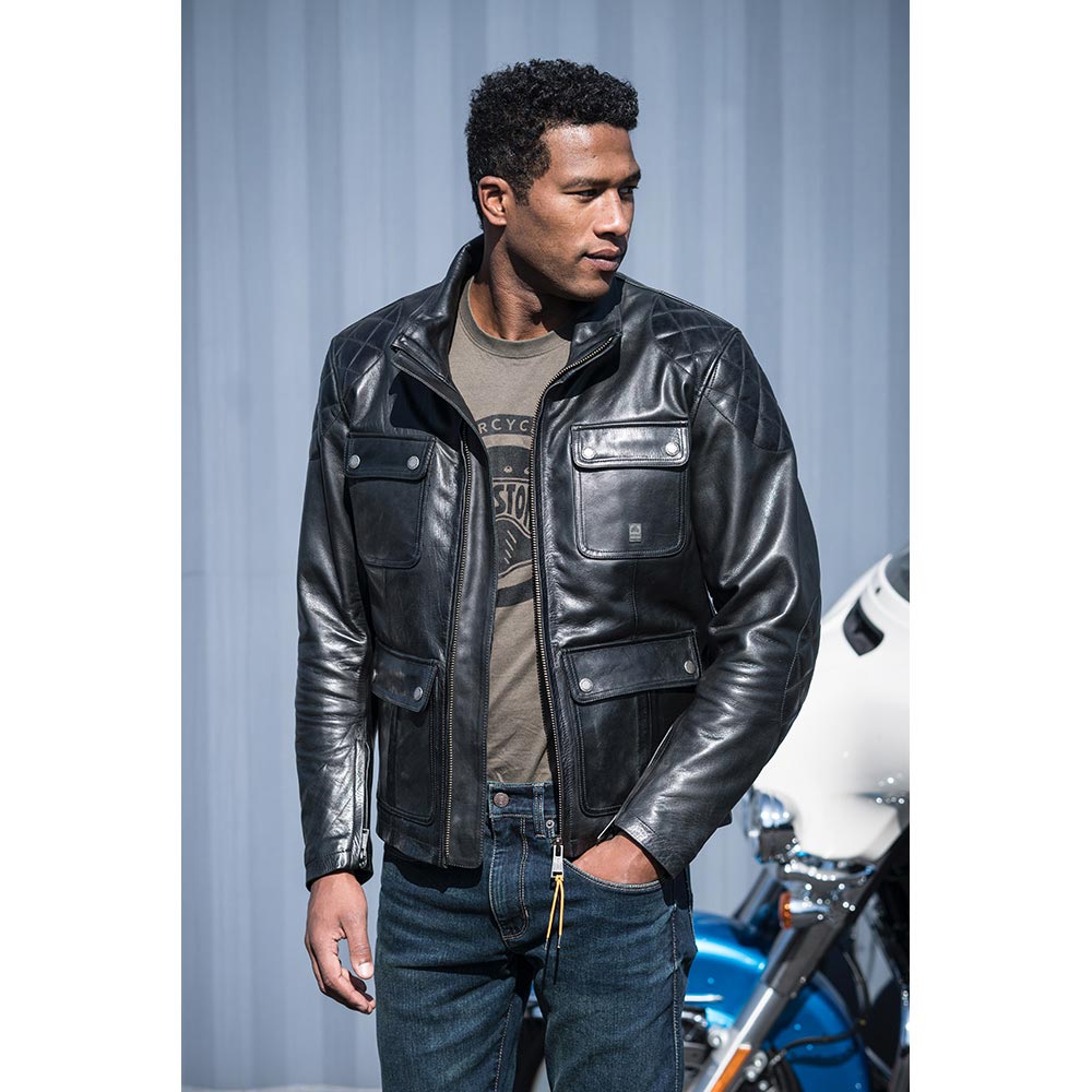 Helstons - Blouson Hunt Cuir Rag Noir