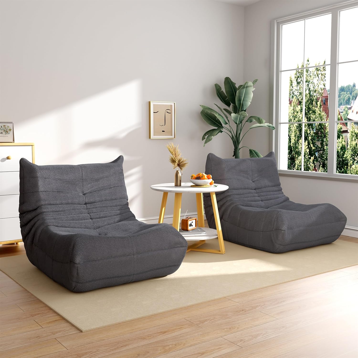 okwish Sitzsack Sofa Bodensofa, Bodenstuhl mit Rückenlehne, Lesesessel Bequem XXL, Lazy Sofa, Bean Bag Chair für Schlafzimmer Wohnzimmer, Liegesessel Grau