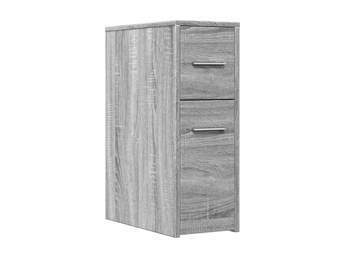 Armoire de salle de bain étroite avec roulettes sonoma gris