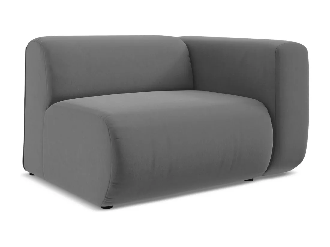 Module avec accoudoirs droit en velours - gris - EKAHI