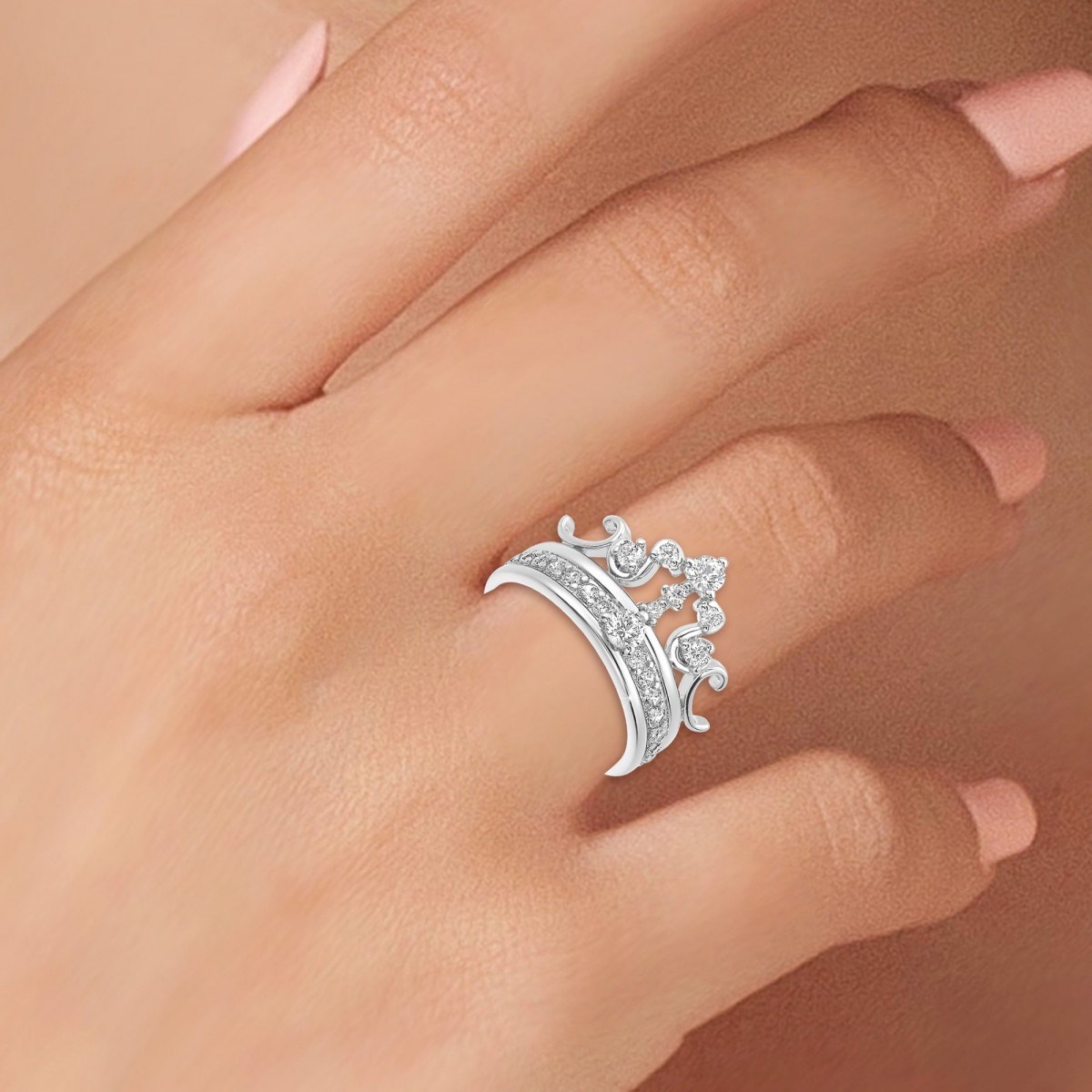 Bague couronne SC Crystal ornée de cristaux scintillants