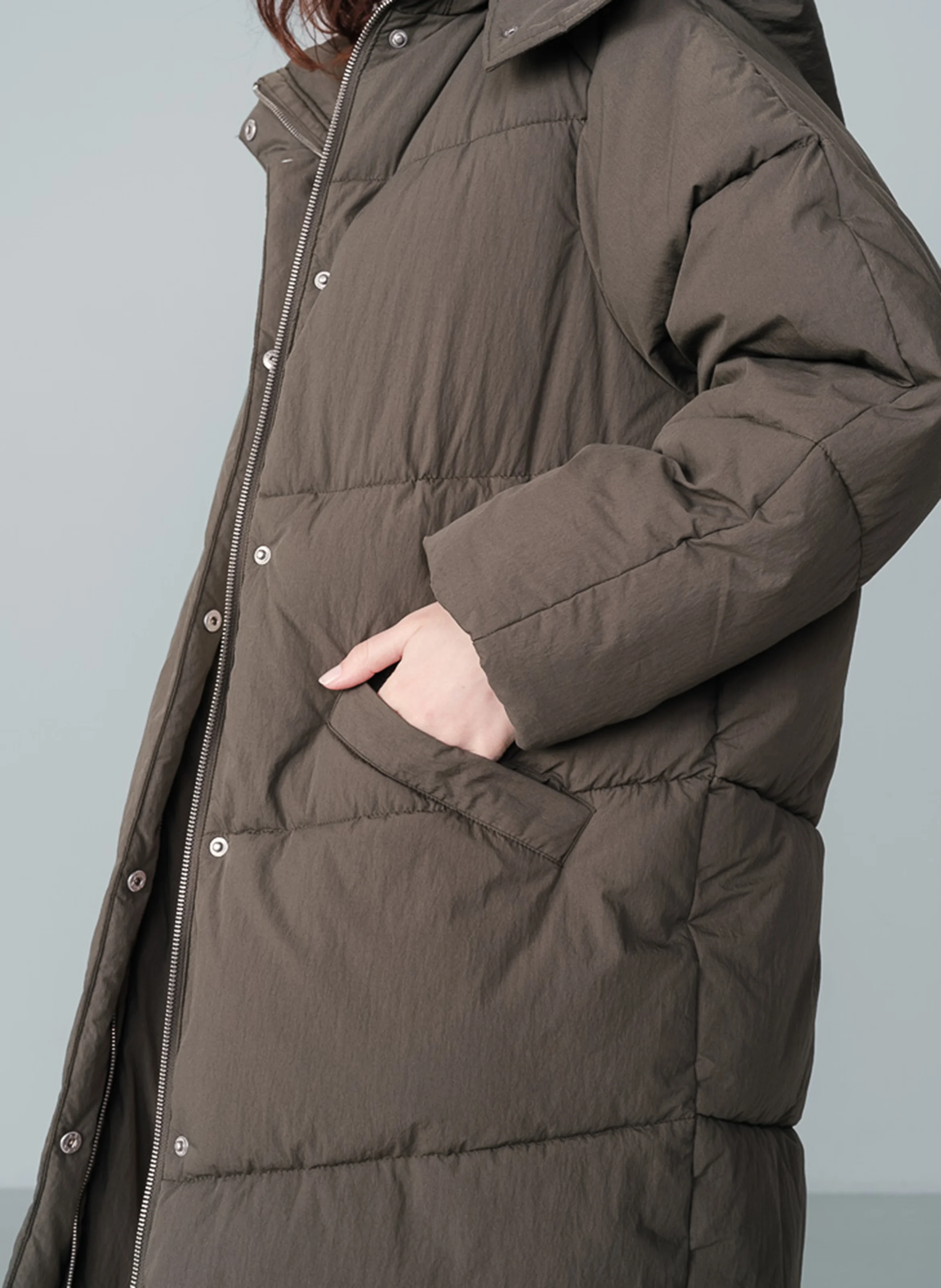 NORTH - Manteau col montant en coton mélangé | Vert